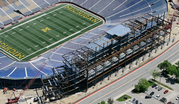 Michigan Stadium structural steel installation